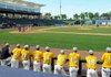 Members of the Prairie Grove baseball team watch the action on the field against Farmington on Wednesday at Arvest Ballpark in Springdale. Arvest Ballpark has allowed several smaller schools to play a game in the ballpark this year.
