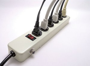 A power strip can be turned off when connected electronic devices are not in use, thus eliminating power drain.