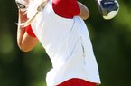 Arkansas golfer Emma Lavy tees off on No. 4 during Sunday’s final round. Lavy, who started the day in third place at 1 over, struggled to finish with an 11-over 83. 
