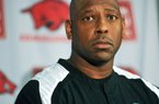 Arkansas’ acting head coach Taver Johnson (shown) and six other Razorbacks assistants will hit the road this week, while back on campus Athletic Director Jeff Long is expected to be closing in on his choice for the next Arkansas head coach.