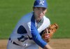 Addison Stanfill of Rogers High delivers a pitch against Springdale High on April 18 at Veterans Park in Rogers. Stanfill has a record of 5-1 for the Mounties this season.