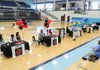 Five Springdale Har-Ber wrestlers sign letters of intent to wrestle in college Thursday in Wildcat Arena. The athletes are, from left, Ryan Harrison, to Labette Community College, Dylan Collins, to Labette Community College, Pedro Ortuno to Arkansas Baptist College, and Garrett Comer and Ty Kirkland to Ouachita Baptist University. 