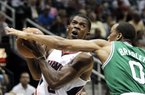 FILE - Atlanta guard Joe Johnson (Arkansas Razorbacks/Little Rock Central) plays against the Boston Celtics in the first round of the NBA playoffs in April.