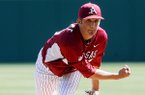 Arkansas won 3-1 after another great start from junior right-hander D.J. Baxendale (shown).