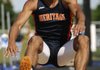 Forrest Johnson of Rogers Heritage competes in the boy’s long jump at the 7A-West Conference track meet at Mountie Stadium in Rogers. Johnson will compete in the high jump and long jump at today’s Class 7A state meet in Rogers.