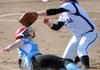 Fayetteville’s Ashley Poole, right, is late with the tag at the plate Tuesday as Fort Smith Southside’s Darrion Hensley scores. The Lady Bulldogs will compete in the Class 7A state tournament later this week in Bryant.