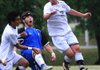 Siloam Springs players Gustavo Peraza (left) and Will Easley (right) vie for the ball with Greenbrier’s Jack Lakey during Saturday’s Class 5A boys semifinal game at Burns Park in North Little Rock. 