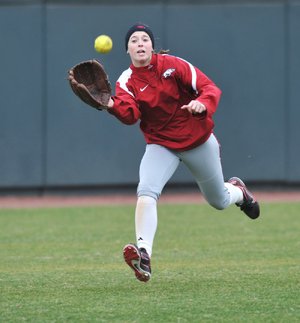 Seniors Tori Mort (above) and Jessica Robinson are the only two Razorbacks with postseason experience heading into today’s game.