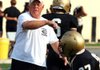 8/23/11
Arkansas Democrat-Gazette/STEPHEN B. THORNTON
 Central head Coach Ellis Register throws balls to his team prior to a  scrimage game Tuesday afternoon at Little Rock Central High School's Quigley Stadium.