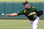 Trent Blank will start on the mound for Baylor today against Arkansas in the first game of an NCAA super regional. The Razorbacks batted only .228 as a team at last week’s Houston Regional.