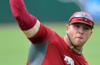As a late-inning reliever, Arkansas’ Colby Suggs said his job is to “come in, pound the strike zone and get outs.”