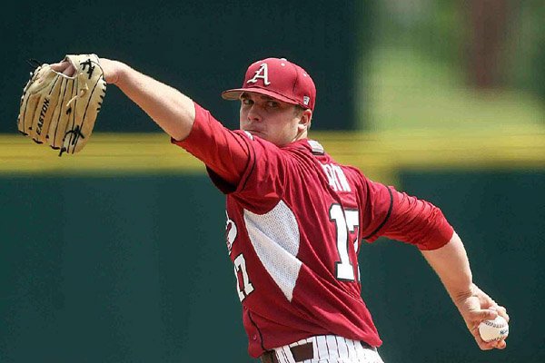 Barrett Astin (shown) is a hard-throwing right-hander and part of the Razorbacks varied bullpen.