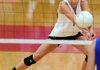 West All-Star Kelsey Parks of Bentonville digs a serve from the East All-Stars on Tuesday at Barnhill Arena in Fayetteville.