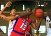 Arkansas Democrat-Gazette/RICK MCFARLAND --07/13/12-- Tha Patriots Elites' Zach McFadden (15) tries to shoot between the Houston Defenders' Lockley (left) and Ellis in their AAU basketball game at Philander Smith College gym in Little Rock Friday.