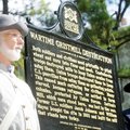 Chuck Shiver, left, and Russ Pennington, dressed as infantry soldiers for the Confederate and Union ...