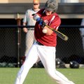 Bentonville’s Trent Hill slams a two-run-triple against Fort Smith Kerwins Sportmen at Tiger Athleti...
