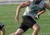 Kellin Lee of Greenland follows the ball July 9 during a 7-on-7 scrimmage at Springdale Har-Ber. Lee has added weight this offseason to bulk up, hoping to lead the Pirates.
