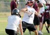 Pea Ridge quarterback Austin Easterling looks for receivers in an NWA Passing League 7-on-7 game against Gravette at Lions Stadium in Gravette on Monday.