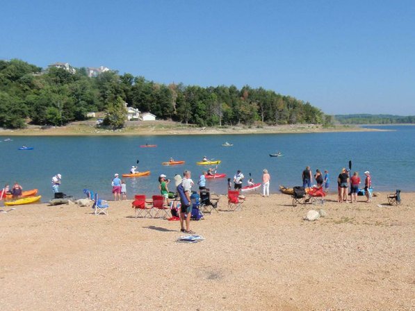 Kayakers take to the water after land instruction by Herbert.