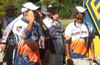 Auburn brothers Matt (left) and Jordan Lee (right) spend a little time with Alabama anglers Duyston Connell (second from left) and Logan Johnson as they wait for weigh-ins to start Thursday in the Bassmaster College Series National Championships. Both schools reached today’s final round. Video is available at arkansasonline.com/videos. 