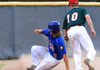 J.D. Miller (left) of Sylvan Hills slides safely into third base for a triple in the seventh inning to complete hitting for the cycle in Sylvan Hills’ 5-2 victory over Paragould 7-Up. Miller homered in the first, doubled in the third and singled in the fifth.