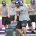 Fayetteville players run past obstacles Thursday during practice at Harmon Field.