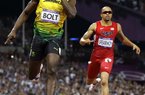 Jamaica sprinter Usain Bolt hopes he’s silenced some of his critics by winning another gold medal in the men’s 200-meter final Thursday at Olympic Stadium in London. Former Arkansas Razorback Wallace Spearmon of Fayetteville (right) was fourth.