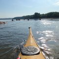 Paddlers make their way down the Missouri River.        