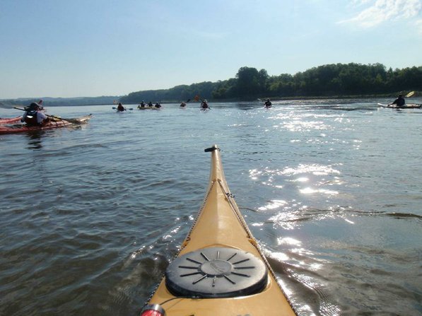 
                           Paddlers make their way down the Missouri River.        