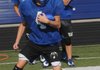 Chase Lamers goes through a drill during a recent Rogers practice. Lamers is the only Mounties defensive back with extensive playing experience.