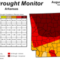 The weekly drought monitor showed improving conditions in Arkansas.