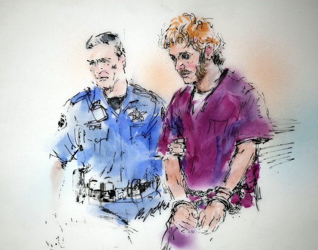 this-courtroom-sketch-shows-suspect-james-holmes-right-being-escorted-into-court-by-a-sheriffs-deputy-for-a-motions-hearing-in-district-court-in-centennial-colo-on-thursday-aug-9-2012