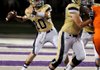 STAFF PHOTO ANTHONY REYES -- Shiloh Christian quarterback Casey Paraday looks to pass
against Warren during the Hootens Kickoff Week Monday, Aug. 27, 2012 at Estes Stadium in Conway.