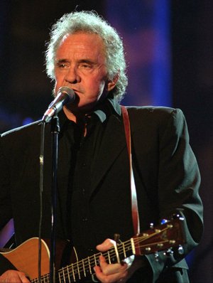 Johnny Cash performed at the Rock and Roll Hall of Fame in 1995.