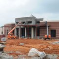 The front entrance to Hylton Junior High School as seen Monday in Springdale.