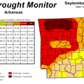 The weekly U.S. Drought Monitor shows continued improvement in Arkansas.