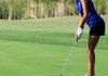 Alyssa Corral, Rogers junior, puts on the third green against Fayetteville Aug. 15 at Lost Springs Golf and Athletic Club.