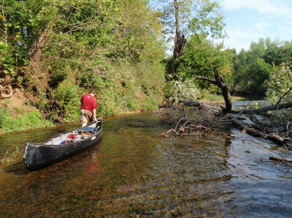 
                           Friday's float required getting out 18 times to walk the canoe. The record for Bland and outdoors reporter Putthoff on the War Eagle is 19 times during a float one November.       