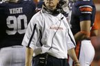 Auburn coach Gene Chizik watches from the sidelines in the first half of an NCAA college football game against LSU Saturday, Sept. 22, 2012 at Jordan-Hare Stadium in Auburn, Ala.  (AP Photo/Dave Martin)