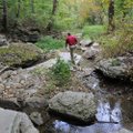 Chris Colclasure explores a stream on the property.