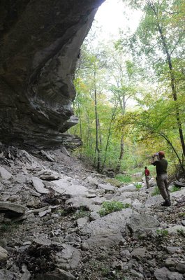 
                           An impressive bluff shelter is part of the property.