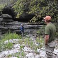 Theo Witsell, left, and Mike Slay explore a bluff area.