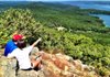 The 360-degree view from atop Pinnacle Mountain is one of the most spectacular in Arkansas. Lake Maumelle is in the distance. 