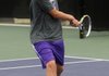 Reed Churchill of Fayetteville prepares to hit the ball back to his opponent Tuesday during the final day of the 7A/6A West Conference Tennis Tournament.