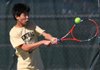 Edward Zhao of Little Rock Central beat Nathan Street of Rogers, 7-6, 6-2 in a Class 7A boys’ quarterfinal match on Monday at Burns Park in North Little Rock. Zhao will face Dylan Deluca of Bentonville in a semifinal matchup today. 