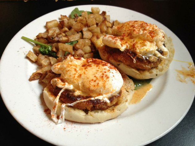the-octopus-garden-crab-cakes-on-an-english-muffin-topped-with-a-poached-egg-and-chipotle-hollandaise-sauce-is-an-option-at-rumba-revolutions-beatles-brunch