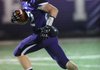 Cole Harris, Fayetteville senior, heads for the end zone Friday after catching a pass behind the Siloam Springs defense at Harmon Stadium in Fayetteville. 