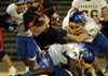 Malvern quarterback Austin Warford (center) led the Leopards to a 21-18 victory Friday against Central Arkansas Christian. 