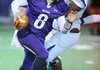 STAFF PHOTO ANDY SHUPE -- Fayetteville senior quarterback Austin Allen scrambles with the ball through the Har-Ber defense Friday, Oct. 26, 2012, during the first half at Harmon Stadium.