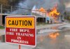 Firefighters burn Lakeside Restaurant Friday, Oct. 26, 2012, at Lake Atalanta in Rogers during a training exercise for the Rogers Fire Department and their Rookie Training Academy.